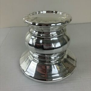 Dept 56 large silver hand-blown glass pedestal-ornament/candle/display
